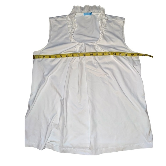 J. McLaughlin Women’s Ruffle Neck Sleeveless Nylon/Spandex White Top Med - Picture 2 of 5